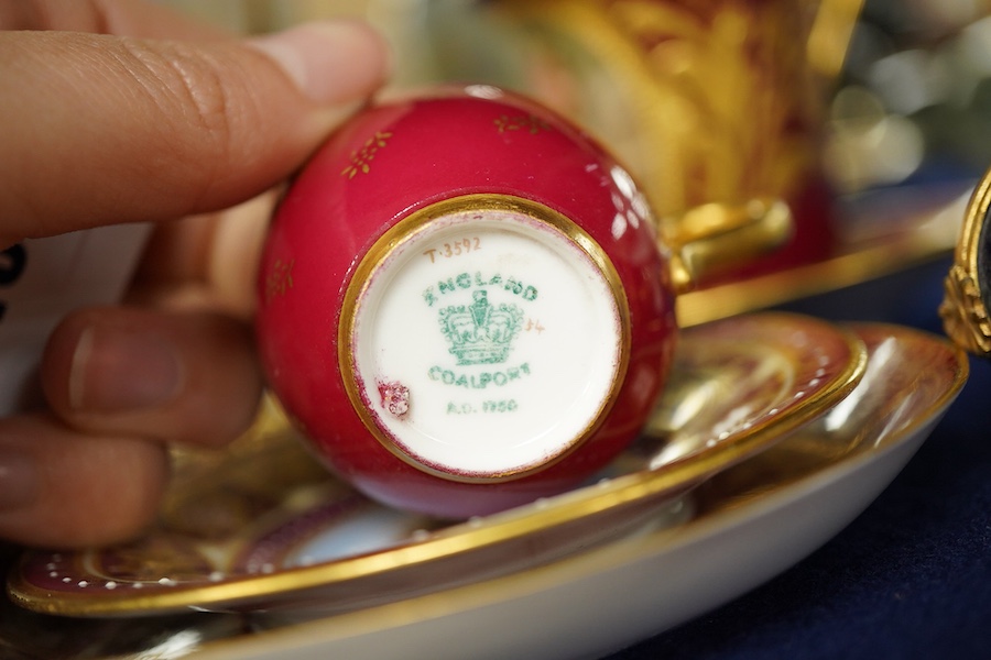 A collection of porcelain to include a Vienna cabinet cup and saucer, continental ormolu mounted urn, Limoges Bonbonniere and stand etc. tallest 20cm